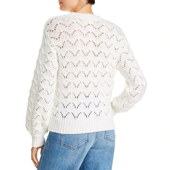 NWT VELVET by Graham & Spencer Bloomingdale's Wool Pointelle Sweater Ivo… - Picture 2 of 4